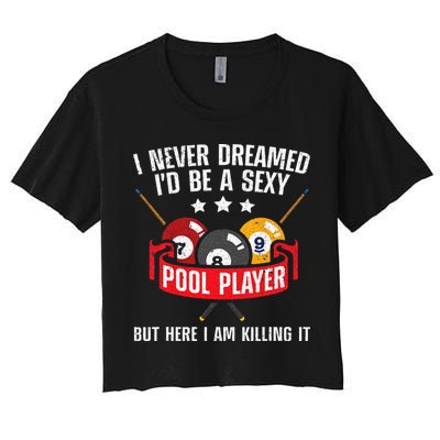 Cool Pool Player Design For Men Women Pool Billiards Player Crop Top