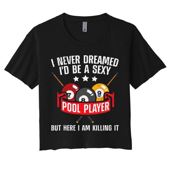 Cool Pool Player Design For Men Women Pool Billiards Player Crop Top