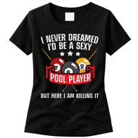 Cool Pool Player Design For Men Women Pool Billiards Player Womens T-Shirt