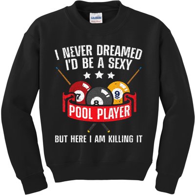 Cool Pool Player Design For Men Women Pool Billiards Player Kids Sweatshirt