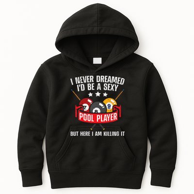 Cool Pool Player Design For Men Women Pool Billiards Player Kids Hoodie