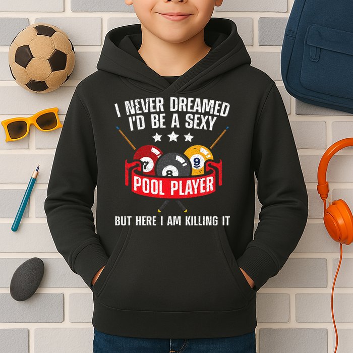 Cool Pool Player Design For Men Women Pool Billiards Player Kids Hoodie