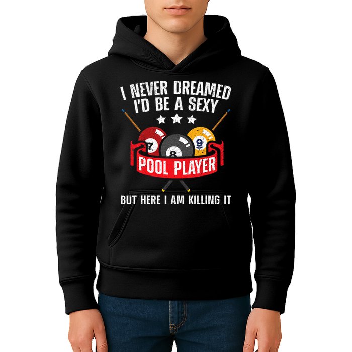 Cool Pool Player Design For Men Women Pool Billiards Player Kids Hoodie