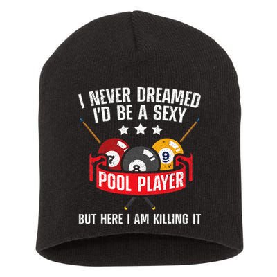Cool Pool Player Design For Men Women Pool Billiards Player Short Acrylic Beanie