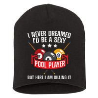 Cool Pool Player Design For Men Women Pool Billiards Player Short Acrylic Beanie
