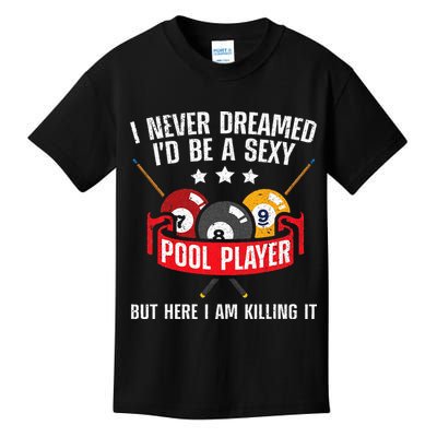 Cool Pool Player Design For Men Women Pool Billiards Player Kids T-Shirt