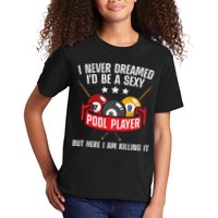 Cool Pool Player Design For Men Women Pool Billiards Player Kids T-Shirt