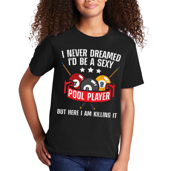 Cool Pool Player Design For Men Women Pool Billiards Player Kids T-Shirt