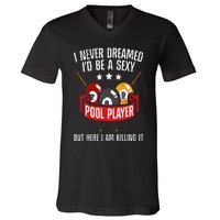 Cool Pool Player Design For  Pool Billiards Player V-Neck T-Shirt