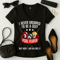 Cool Pool Player Design For  Pool Billiards Player Women's V-Neck T-Shirt