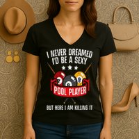 Cool Pool Player Design For  Pool Billiards Player Women's V-Neck T-Shirt