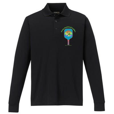 Cute Perky Pickleball Paddle with PinUp Performance Long Sleeve Polo