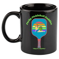 Cute Perky Pickleball Paddle with PinUp 11oz C Handle Ceramic Mug
