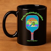 Cute Perky Pickleball Paddle with PinUp 11oz C Handle Ceramic Mug