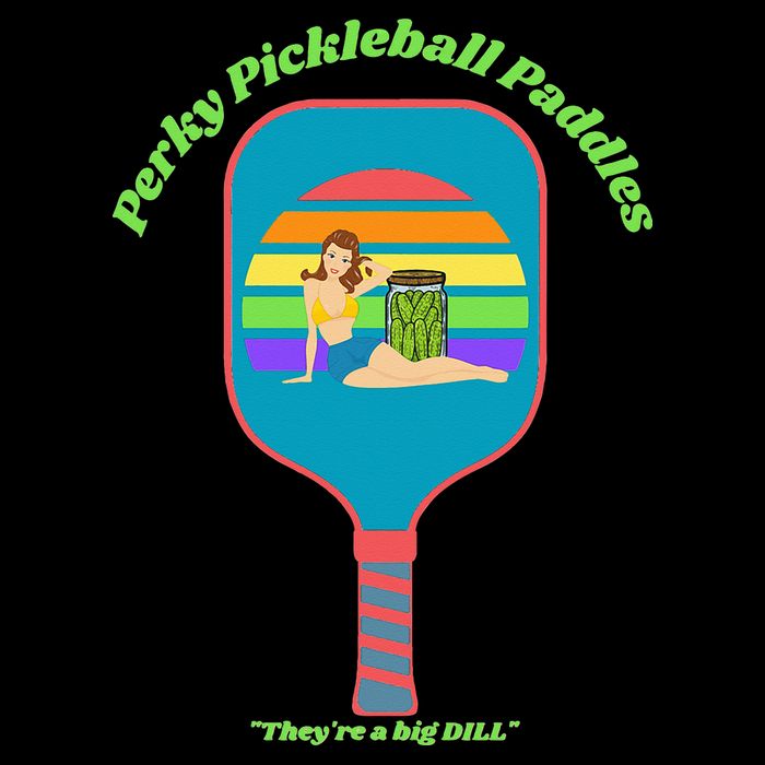 Cute Perky Pickleball Paddle with PinUp Drawstring Bag