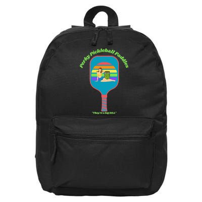 Cute Perky Pickleball Paddle with PinUp 16 in Basic Backpack