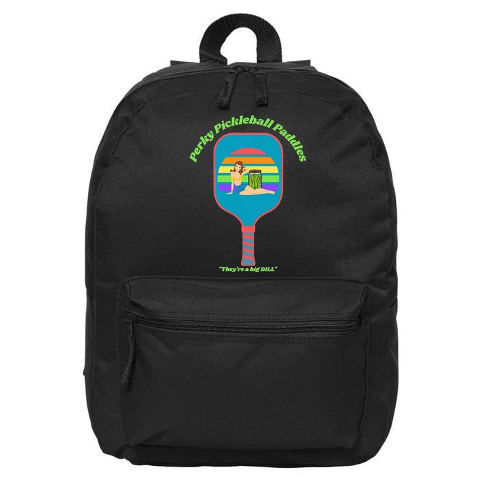 Cute Perky Pickleball Paddle with PinUp 16 in Basic Backpack