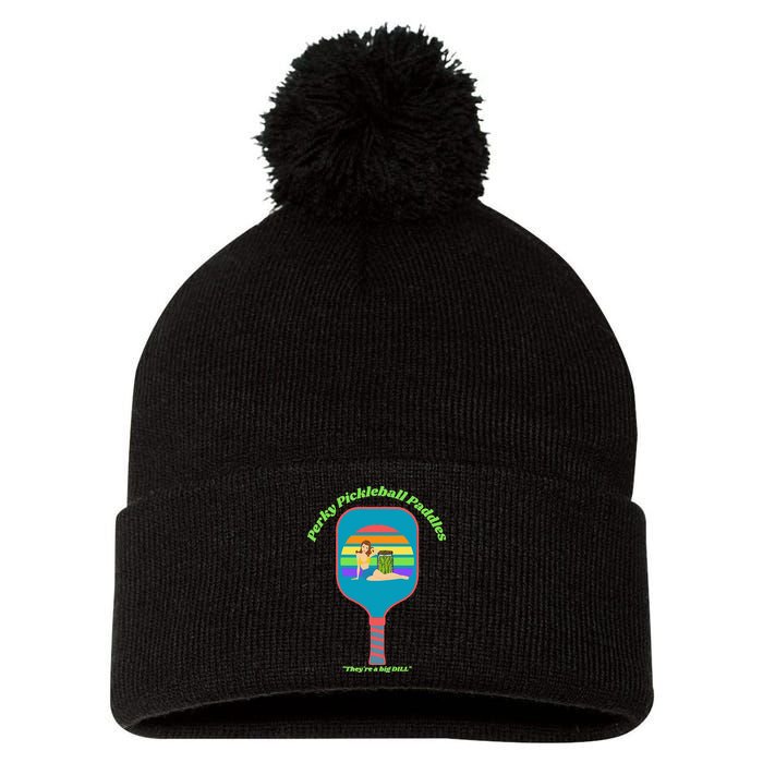 Cute Perky Pickleball Paddle with PinUp Pom Pom 12in Knit Beanie
