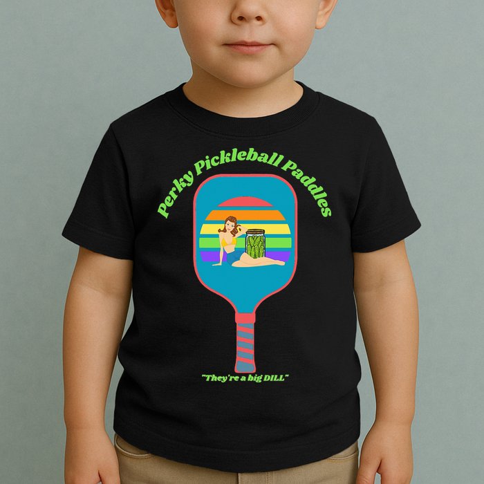 Cute Perky Pickleball Paddle with PinUp Toddler T-Shirt