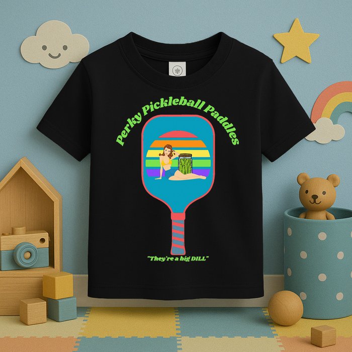 Cute Perky Pickleball Paddle with PinUp Toddler T-Shirt