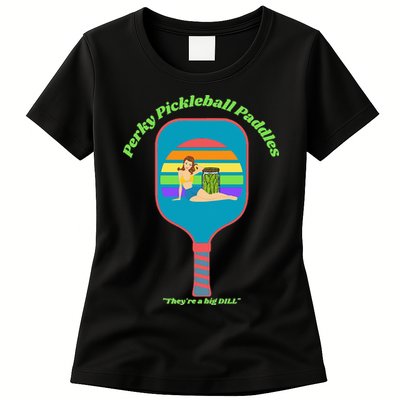 Cute Perky Pickleball Paddle with PinUp Womens T-Shirt