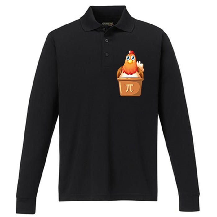 Chicken Pot Pi Day 3 14 Pie Pun Math Club Funny Geek Nerd Gift Performance Long Sleeve Polo