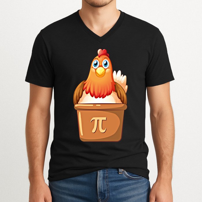 Chicken Pot Pi Day 3 14 Pie Pun Math Club Funny Geek Nerd Gift V-Neck T-Shirt