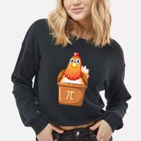 Chicken Pot Pi Day 3 14 Pie Pun Math Club Funny Geek Nerd Gift Cropped Pullover Crew