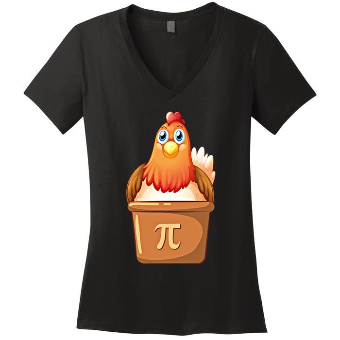 Chicken Pot Pi Day 3 14 Pie Pun Math Club Funny Geek Nerd Gift Women's V-Neck T-Shirt