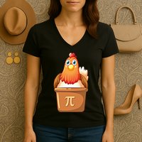 Chicken Pot Pi Day 3 14 Pie Pun Math Club Funny Geek Nerd Gift Women's V-Neck T-Shirt