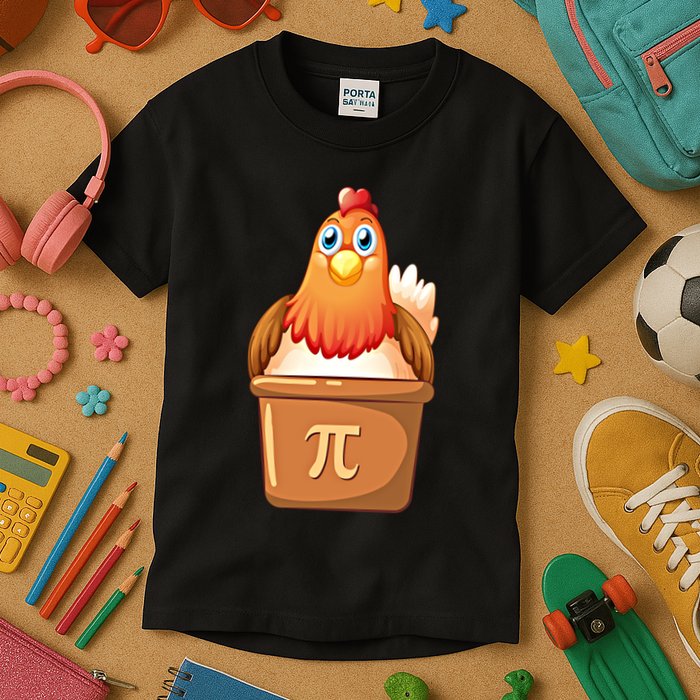 Chicken Pot Pi Day 3 14 Pie Pun Math Club Funny Geek Nerd Gift Kids T-Shirt