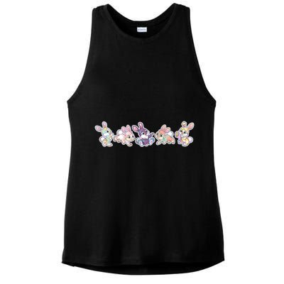 Cute Pastel Plaid Easter Bunnies Bunny Rabbits Ladies PosiCharge Tri-Blend Wicking Tank