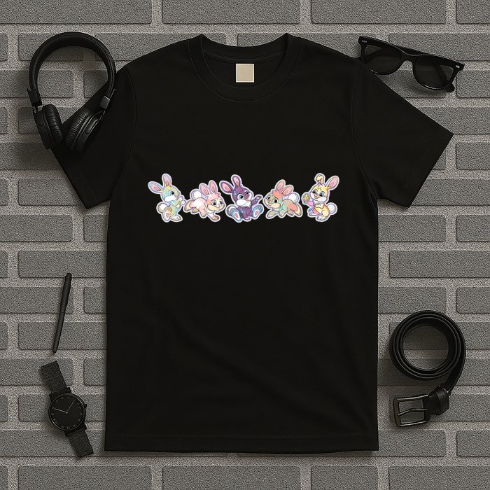 Cute Pastel Plaid Easter Bunnies Bunny Rabbits T-Shirt