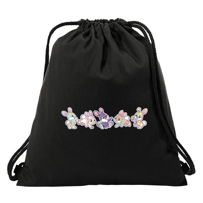 Cute Pastel Plaid Easter Bunnies Bunny Rabbits Drawstring Bag