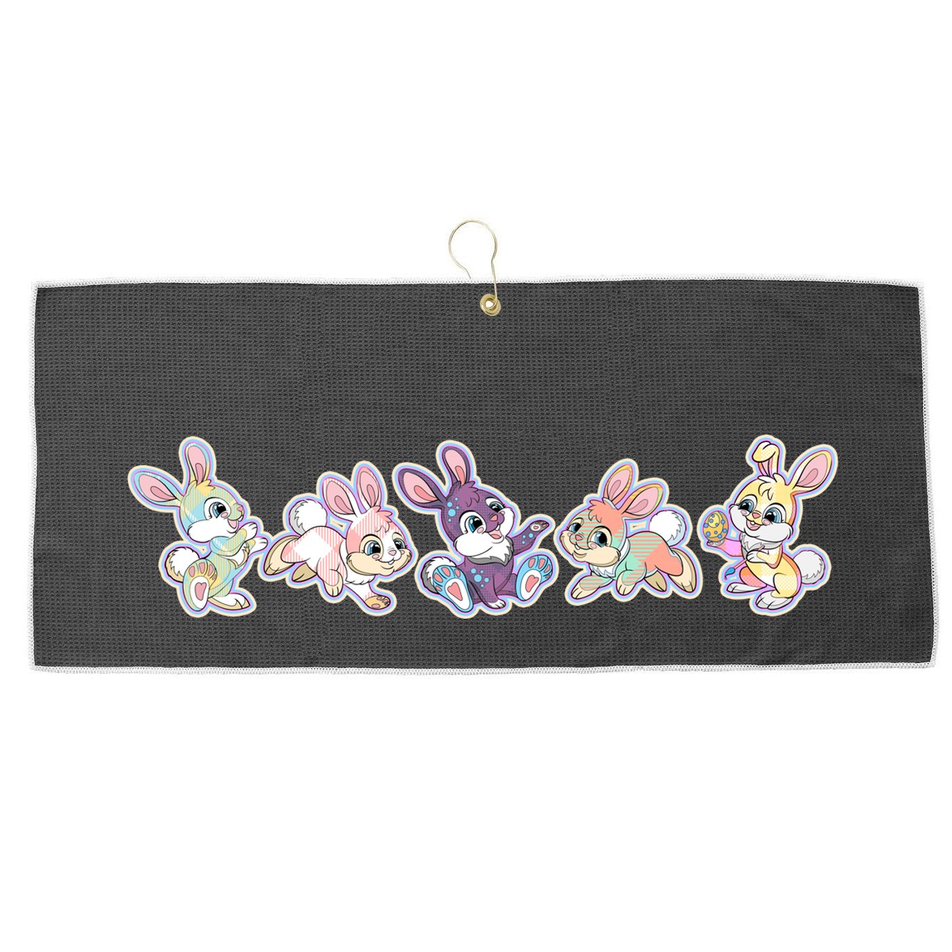 Cute Pastel Plaid Easter Bunnies Bunny Rabbits Large Microfiber Waffle Golf Towel