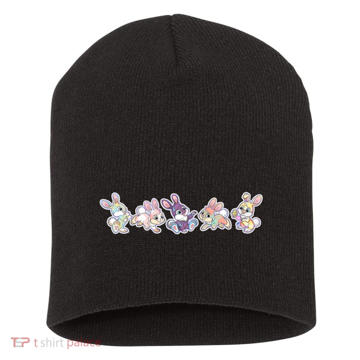 Cute Pastel Plaid Easter Bunnies Bunny Rabbits Short Acrylic Beanie