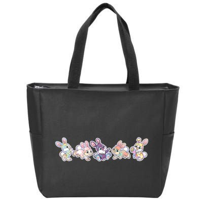 Cute Pastel Plaid Easter Bunnies Bunny Rabbits Zip Tote Bag
