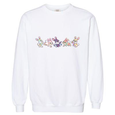 Cute Pastel Plaid Easter Bunnies Bunny Rabbits Garment-Dyed Sweatshirt