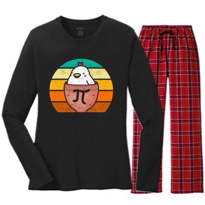 Chicken Pot Pi Day Funny Math Teacher Mathematics Lover Gift Women's Long Sleeve Flannel Pajama Set 