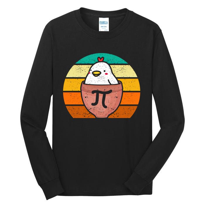 Chicken Pot Pi Day Funny Math Teacher Mathematics Lover Gift Tall Long Sleeve T-Shirt