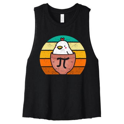 Chicken Pot Pi Day Funny Math Teacher Mathematics Lover Gift Women's Racerback Cropped Tank