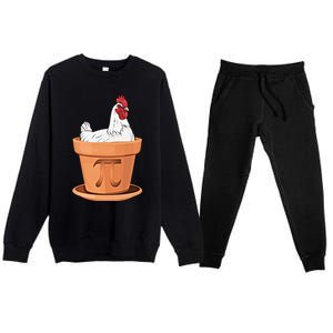 Chicken Pot Pi Day Funny Math Teacher Student Hen Pie Gift Premium Crewneck Sweatsuit Set