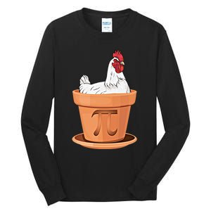 Chicken Pot Pi Day Funny Math Teacher Student Hen Pie Gift Tall Long Sleeve T-Shirt