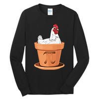 Chicken Pot Pi Day Funny Math Teacher Student Hen Pie Gift Tall Long Sleeve T-Shirt