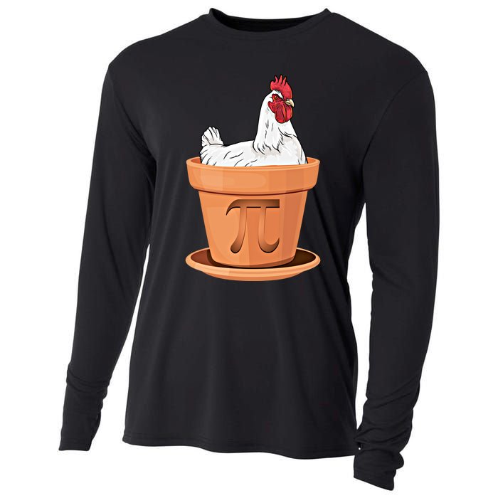 Chicken Pot Pi Day Funny Math Teacher Student Hen Pie Gift Cooling Performance Long Sleeve Crew