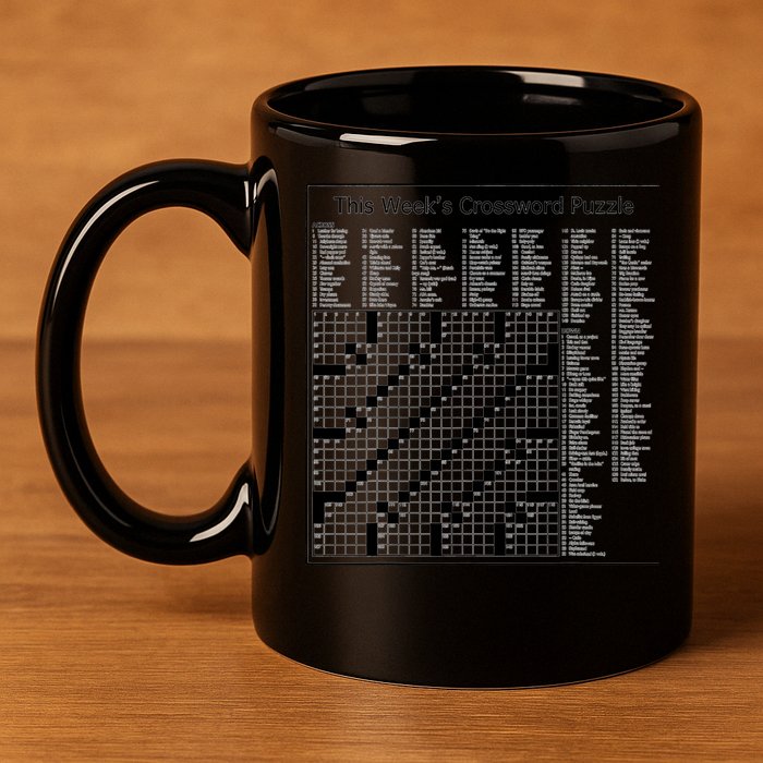 Crossword Puzzle Picture 11oz C Handle Ceramic Mug