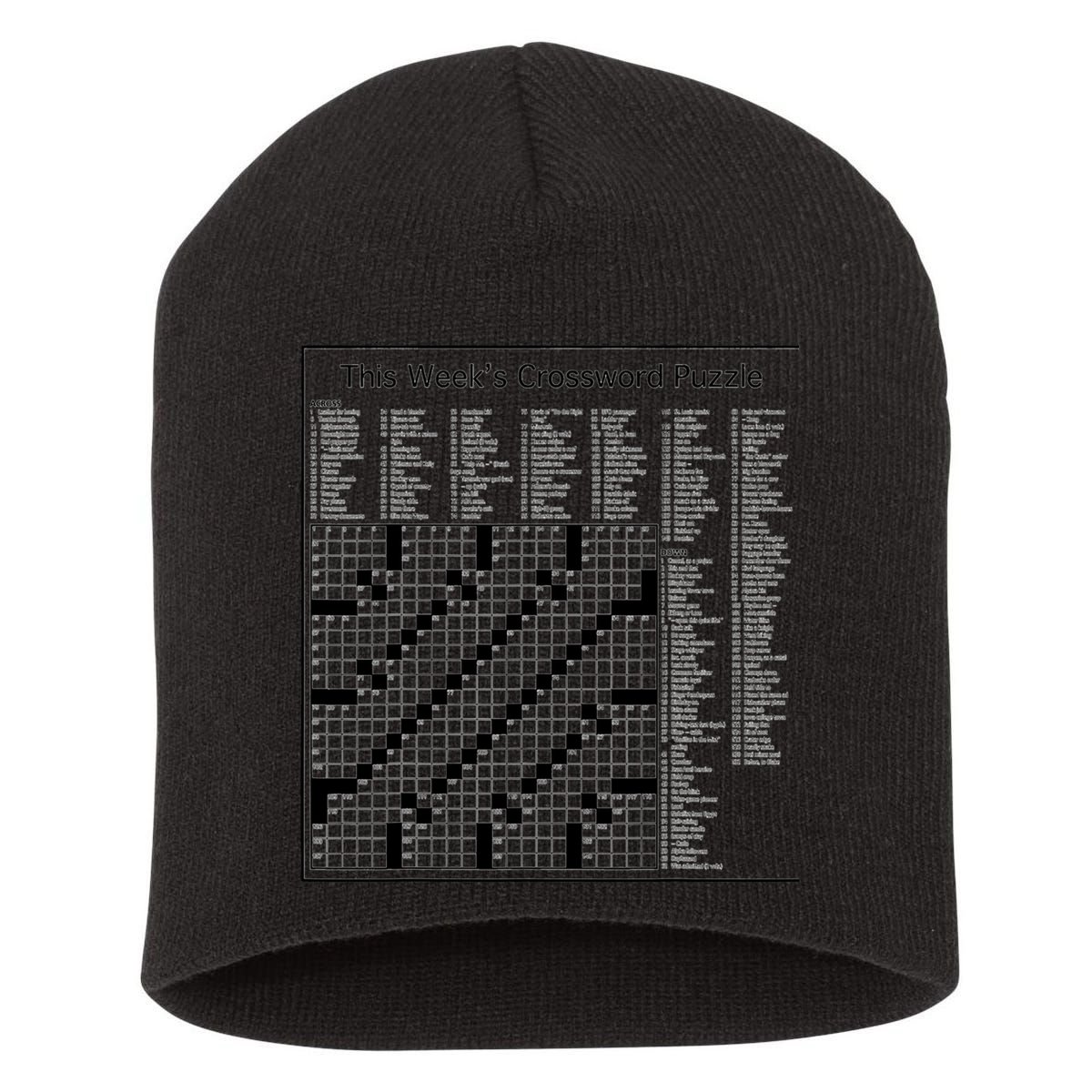 Crossword Puzzle Picture Short Acrylic Beanie