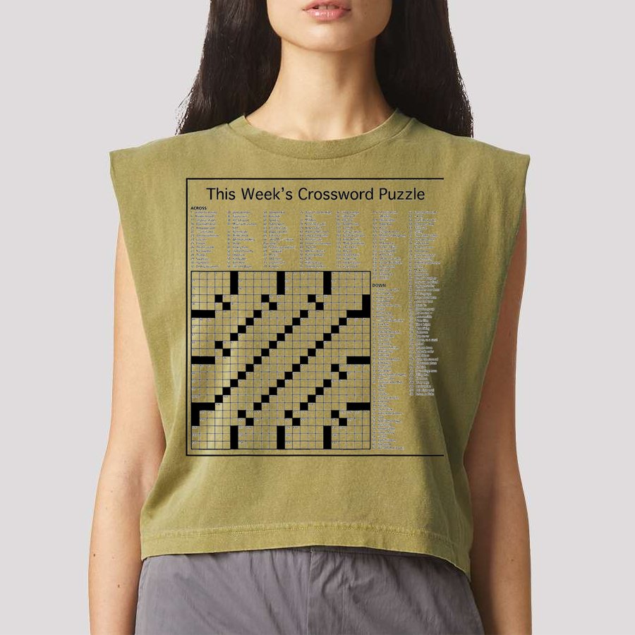 Crossword Puzzle Picture Garment-Dyed Women's Muscle Tee