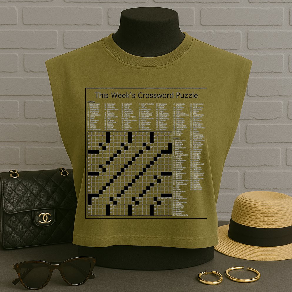 Crossword Puzzle Picture Garment-Dyed Women's Muscle Tee