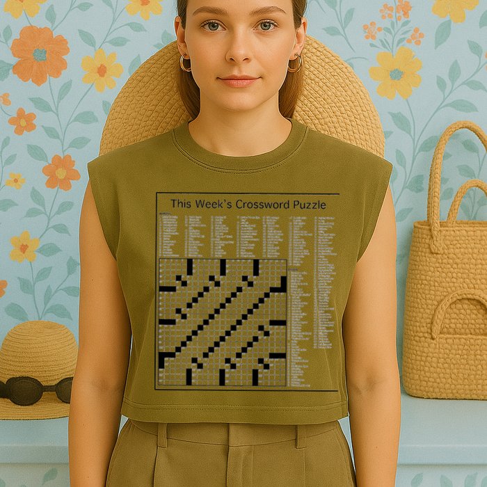 Crossword Puzzle Picture Garment-Dyed Women's Muscle Tee